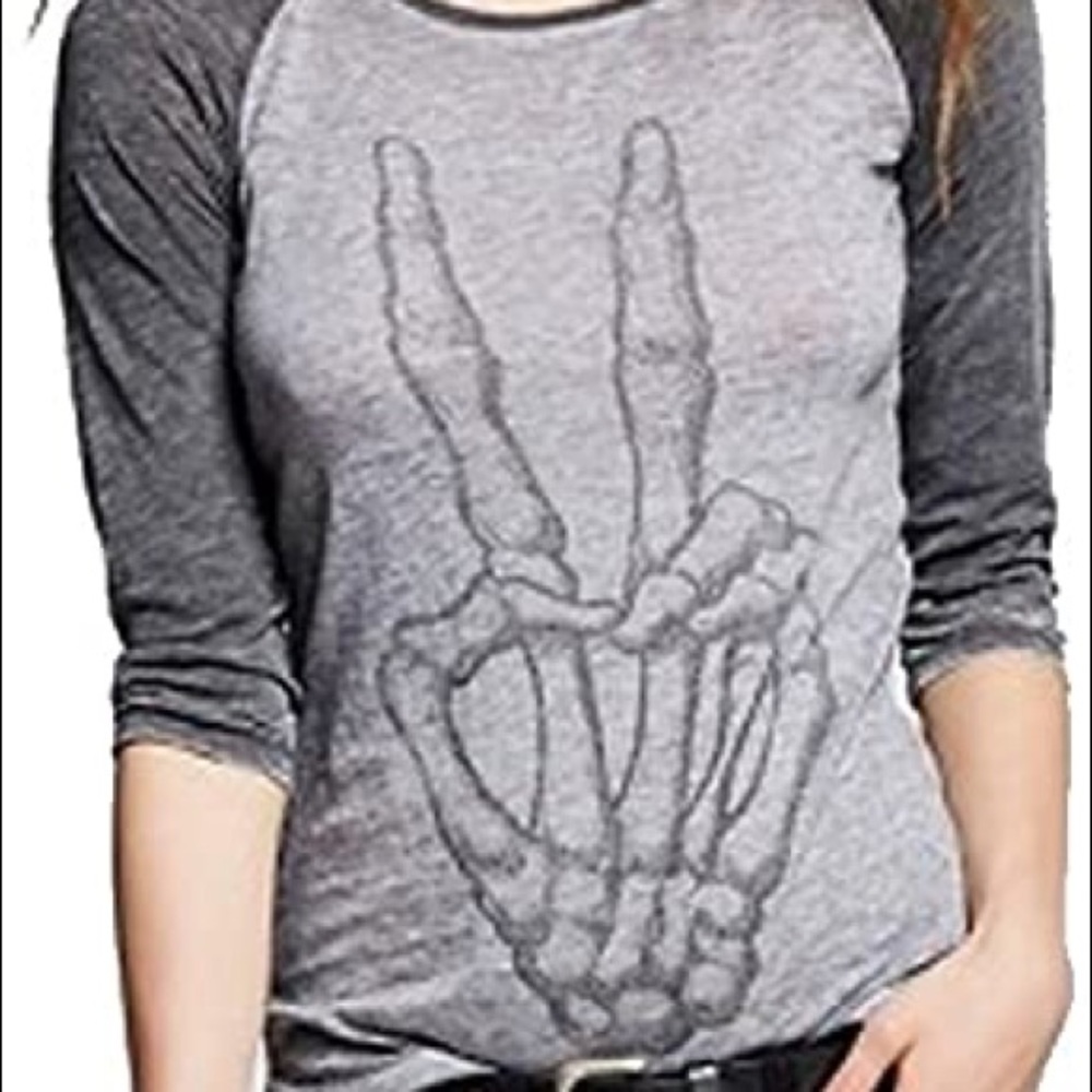 Lol vintage skelton peace sign shirt